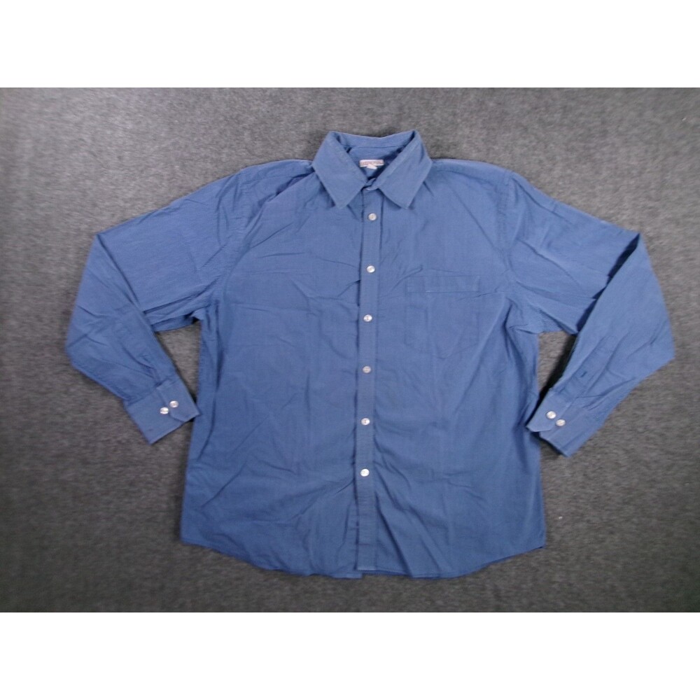 Merona Shirt Mens Large Blue Striped Classic Casual Preppy Office Work Button Up